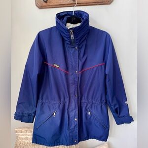 90's Vintage Navy Blue Farwest Zip--Up Jacket with Red Accents Sz S